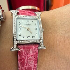 Hermes Silver and Pink Watch sold